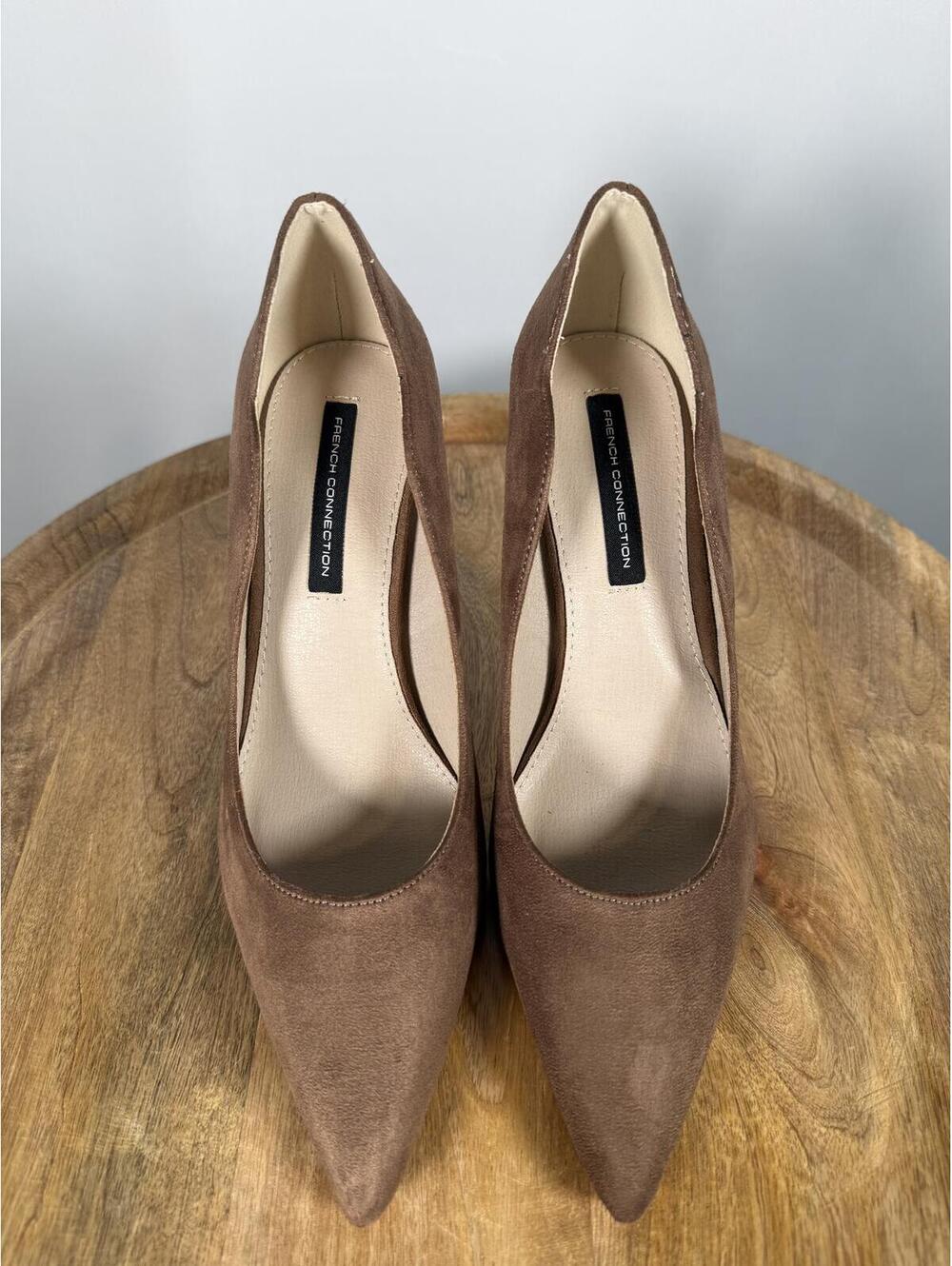 French Connection Suede Pointed Toe Heels Brown Stiletto Pumps US 8 NWB - Picture 2 of 11